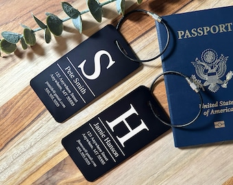 Engraved Metal Luggage Tag, Personalized Aluminum Travel Tag, Custom Name Tag for Suitcase, Backpack Tag, Travel Gift, Heavy Duty Bag ID