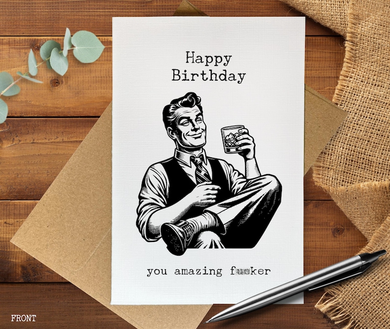 Funny birthday card for him, adult humor card, Happy Birthday you amazing f*cker, gag gift for men, rude birthday card bild 1