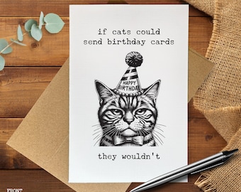 Funny Cat Birthday Card, Sarcastic Cat Birthday Card, Annoyed Cat Birthday Card, Humor Birthday Card For Cat Lovers, Cranky Kitty Card