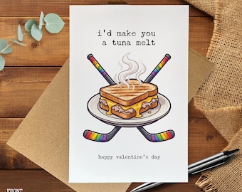 Funny Gay Valentine’s Day Card, Hockey Lovers Tuna Melt, LGBTQ Pride Love Card