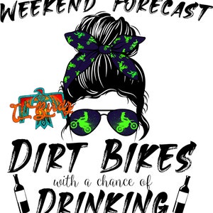 Pronóstico de fin de semana Dirtbikes y bebida (bicicletas verde neón)