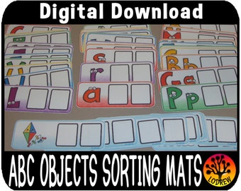 Alphabet Objects Silly Sorting Mats Printable Game Literacy Center Beginning Sound Reading Preschool Kindergarten Phonics Letters Miniatures