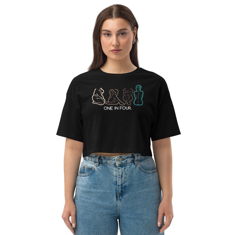 Sexual Assault Awareness Loose drop shoulder crop top | 10% of the proceeds are donated to No More Org. 