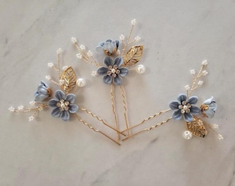 Pearl Flower Bridal Hair Pins: Boho Wedding Hair Jewelry