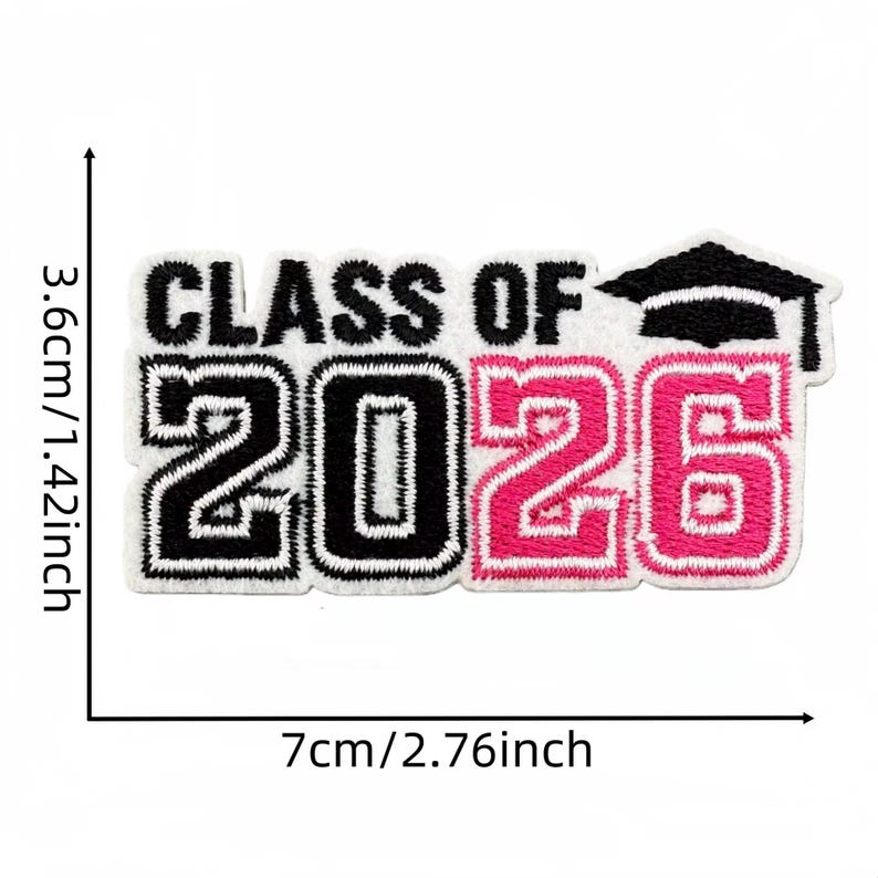 Ase Gradution Patch Senior 2026 Graduation Patch, Class of 2026 Applique, Pink Embroidered ...