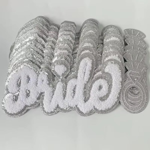 Sequin Bride Iron-On Patch with Ring Design