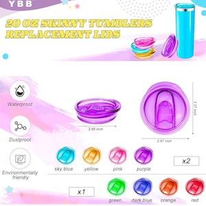 Colorful Slide Lid for 20oz Skinny Tumblers, Replacement Lids
