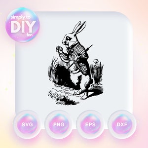 Il coniglio bianco, Alice nel paese delle meraviglie, letteratura, libri, file SVG DXF eps png, Cricut, taglio di vinile, file di stampa, download