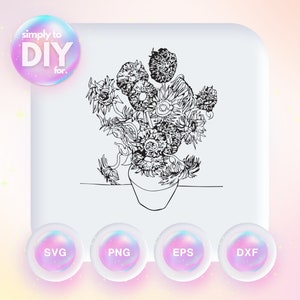 Girassóis - Vincent Van Gogh - Pintura Famosa - Arte Clássica - SVG DXF EPS png - Arquivo de corte - Cricut - Vetor - Arquivo de corte de vinil