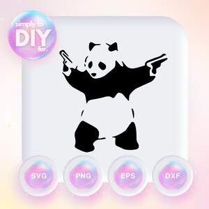Panda met geweren - Banksy - Klassieke kunst - Spraypaint - Beroemd - SVG DXF EPS png - Cut File - Cricut - Vector - Vinyl Cut File
