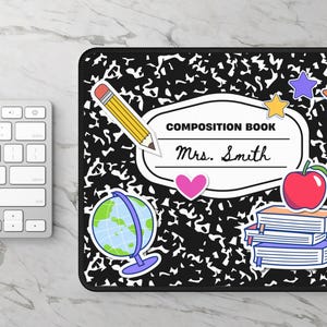 Editable Teacher Mouse Pad - Composition Notebook - Back To School - Teacher Gift - Canva Template, Digital Download - Teacher Appreciation
