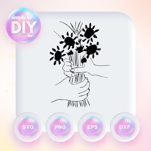 Petite Fleurs - Pablo Picasso - Art classique - Mains avec des fleurs - Célèbre - SVG DXF EPS png - Fichier de coupe - Cricut - Vector - Fichier de découpe vinyle