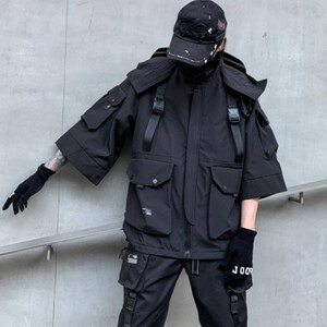 Black Techwear Jacket Men's Cyberpunk Jacket Japanese - Etsy