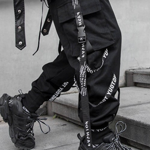 Black Techwear Pants Baggy Tactical Pants Gothic Techwear - Etsy