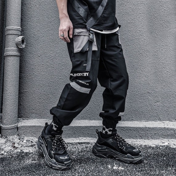 Black Cyberpunk Techwear Pants Gothic Straps Cargo Pants - Etsy
