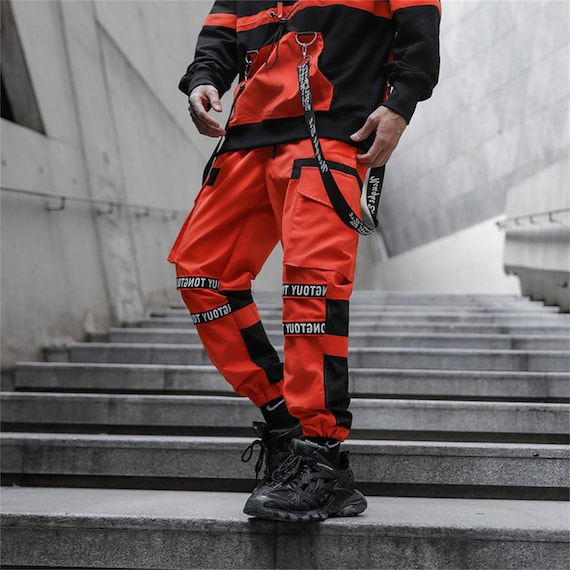 Orange Man's Techwear Pants Japanese 