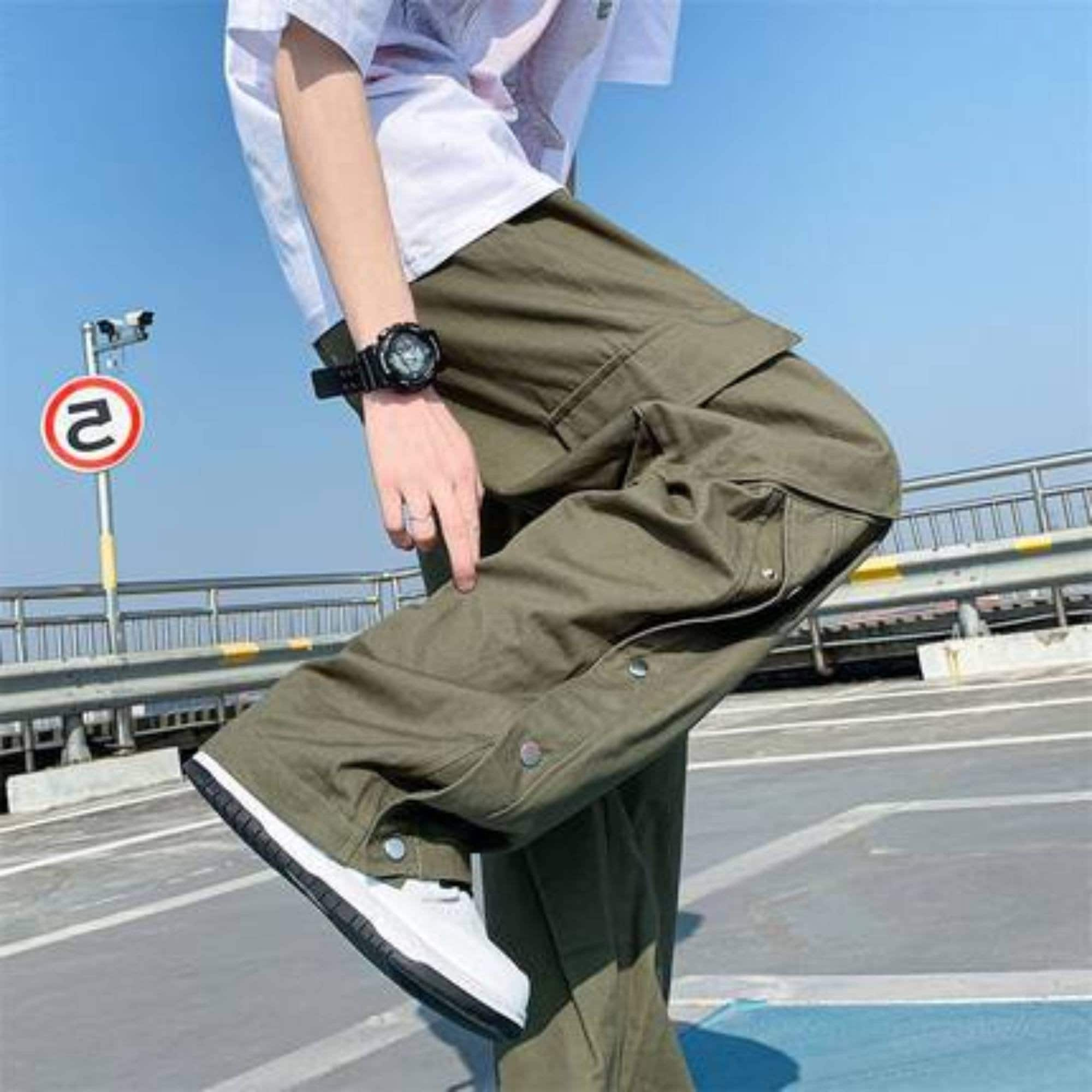 Men Drawstring Waist Cargo Pants  Mens outfits Black outfit men Cool  outfits for men