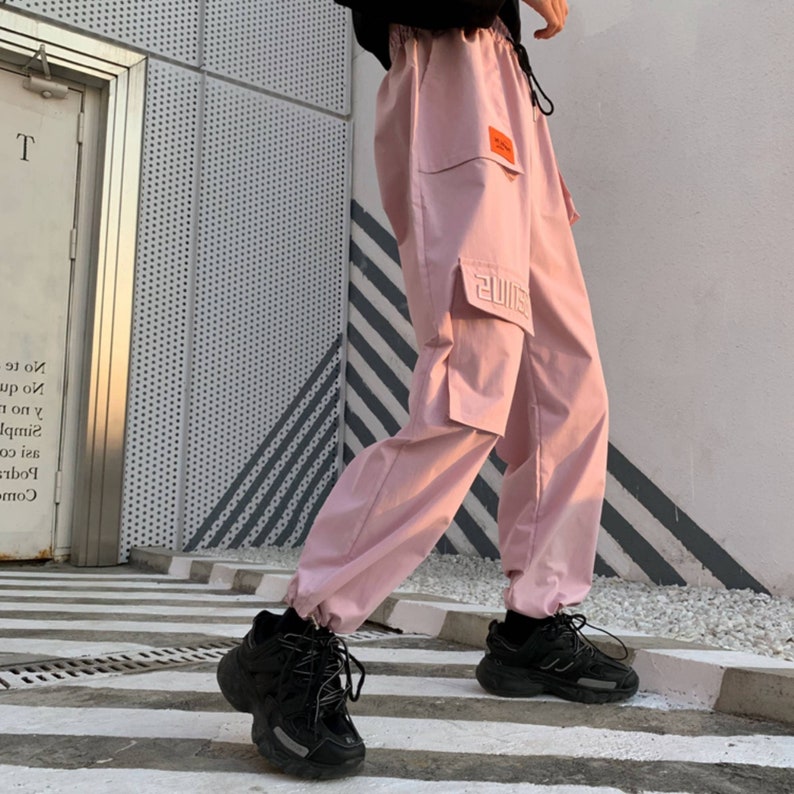 Pink Techwear Pants Japanese Cargo Pants Cyberpunk Gothic - Etsy