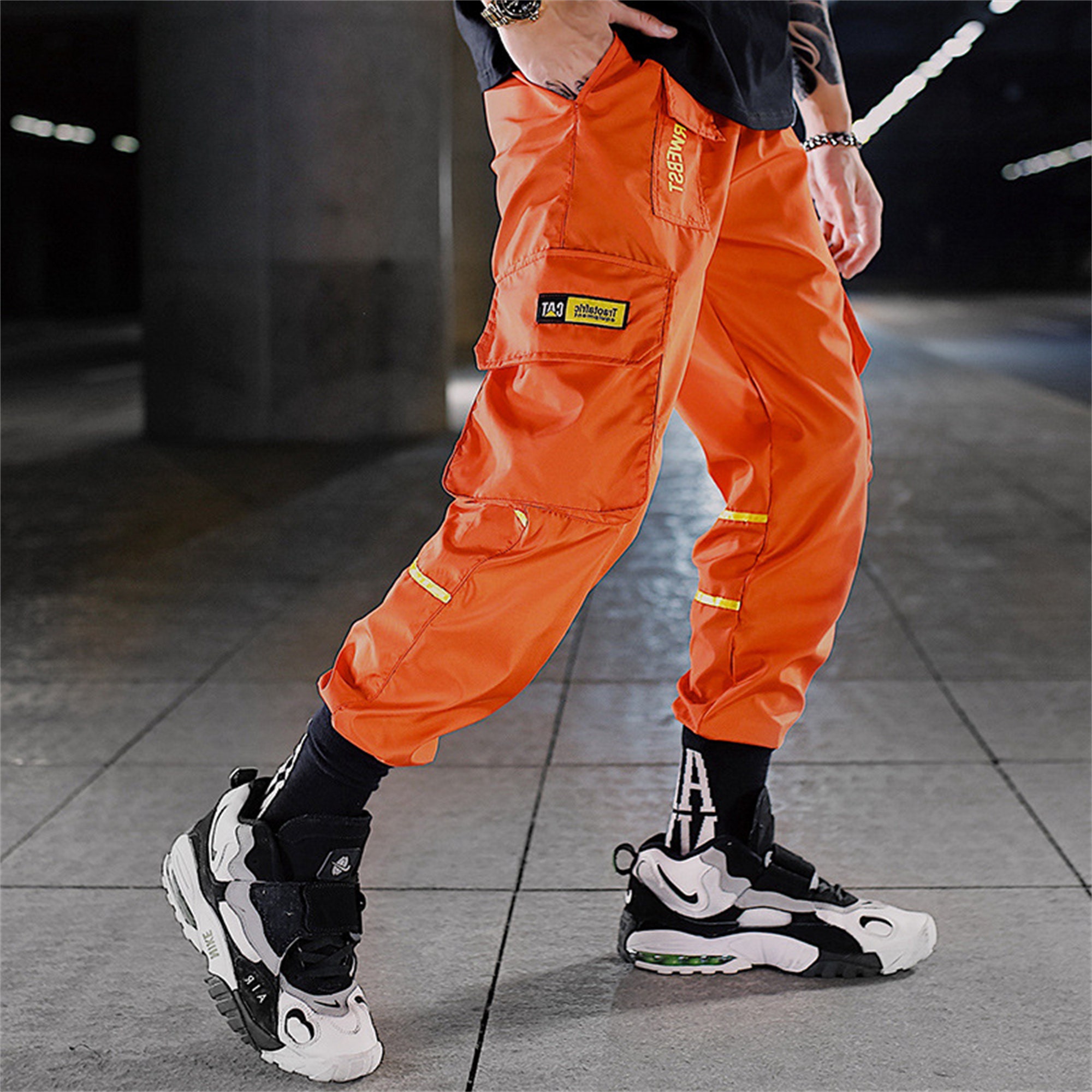 Orange Techwear Pants Goth Cargo Pants Cyberpunk Streetwear | Etsy