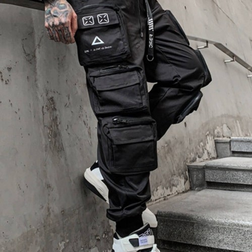 Black Mens Cyberpunk Techwear Pants Harem Japanese Streetwear - Etsy