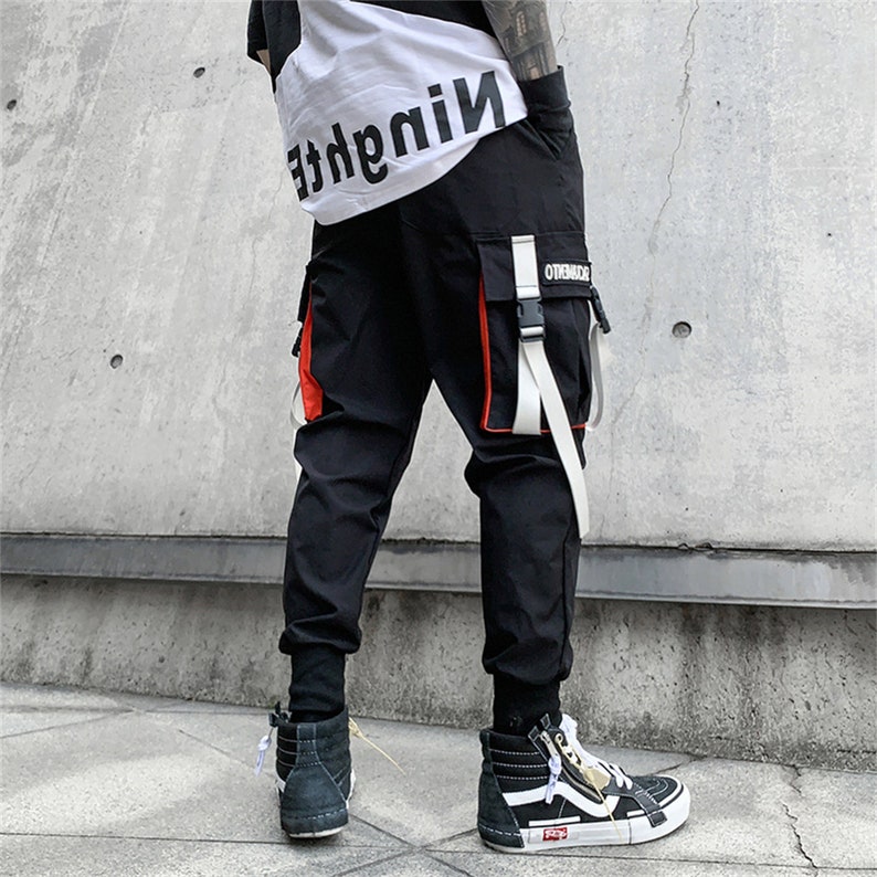 Orange Pockets Techwear Pants Japanese Gothic Straps | Etsy UK