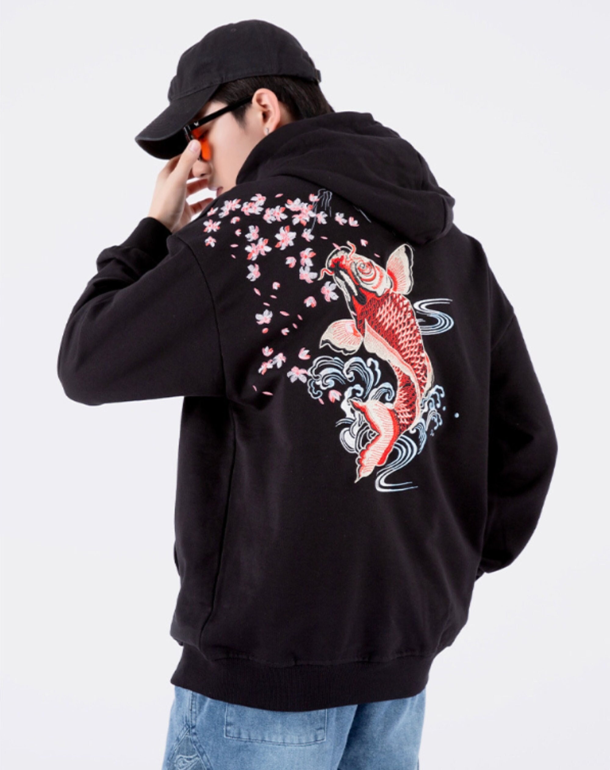Japanese Streetwear Graphic Embroidery Cotton Hoodie Men women