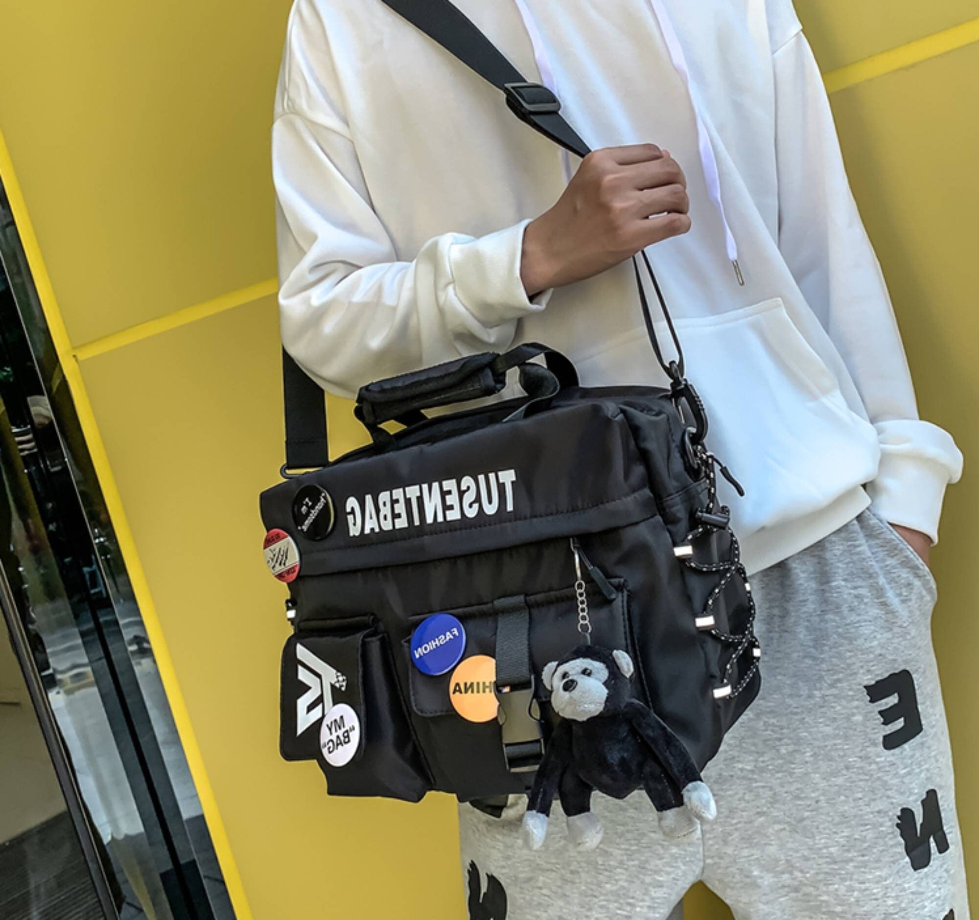 Black Military Bag Streetwear Bag Men Messenger Bag Duffle -  Hong Kong
