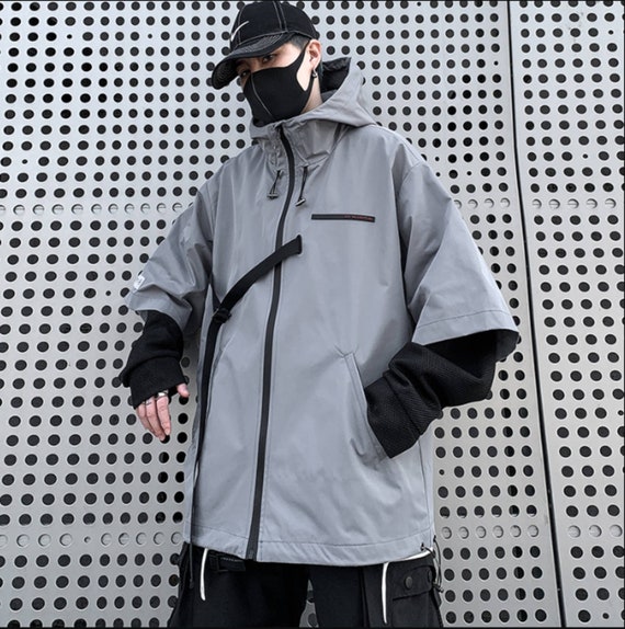 Gray Techwear Jacket Men's Cyberpunk Jacket Japan Cargo - Etsy