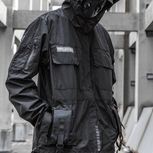 Japanese Black Techwear Jacket Winter Warm Cyberpunk Jacket - Etsy