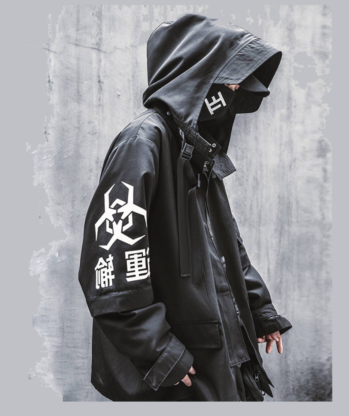 Black Goth Techwear Hoodie Cyberpunk Cargo Clothing - Etsy
