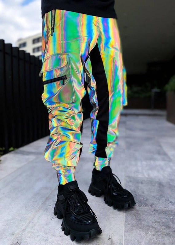 New Outdoor Sports Night Run Reflective Pants Summer European And American  Hip-Hop Small Foot Cargo