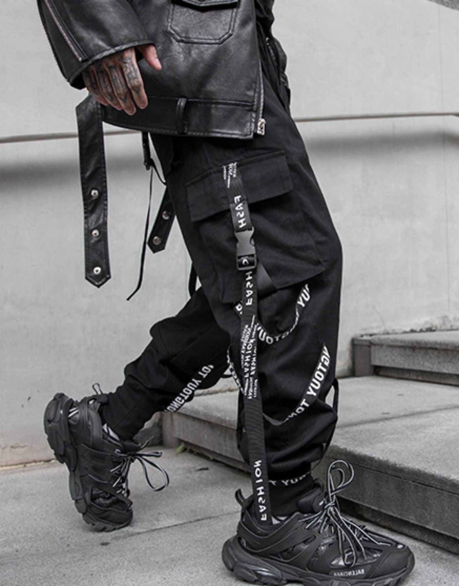 Black Techwear Pants Baggy Tactical Pants Gothic Techwear - Etsy