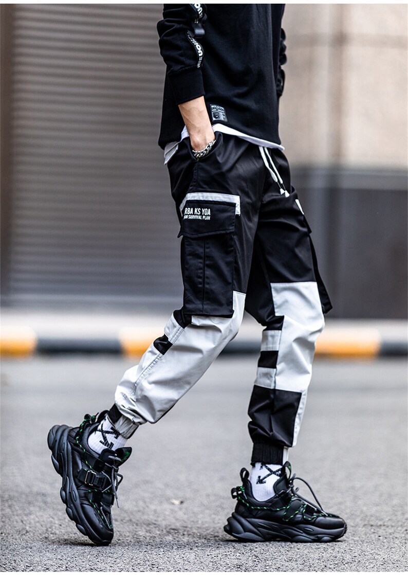 Combat Techwear Pants White Lettering Cargo Pants Cyberpunk - Etsy