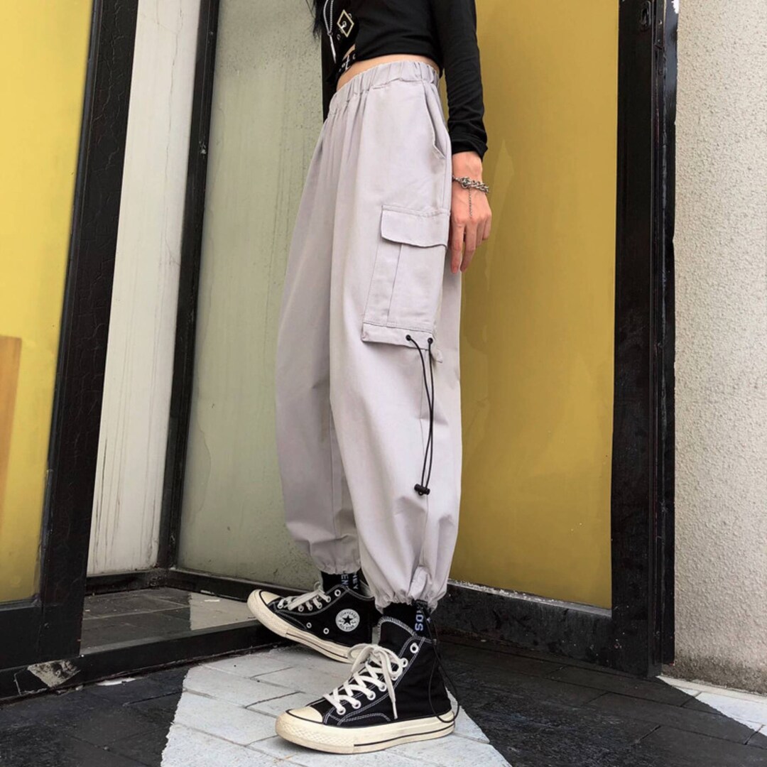 Black Drawstring Techwear Pants Japanese Cargo Pants - Etsy