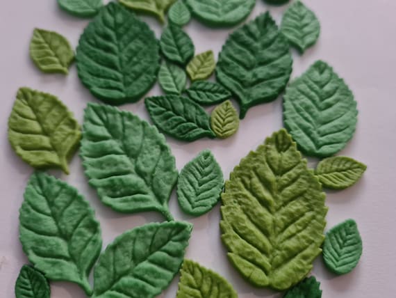 Edible Sugar Mixed Leaves in White