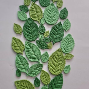 Edible Sugar Mixed Leaves in 3 Shades of Green