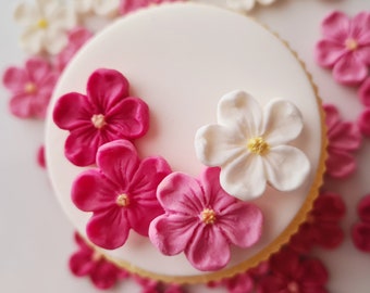 Edible Sugar Blossom Flowers in Shades of Pink and White