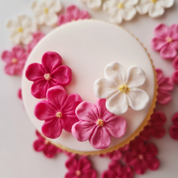 Edible Sugar Blossom Flowers in Shades of Pink and White