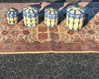 Vintage Louisville Stoneware Bachelor Button (Cornflower) Canister Set