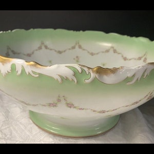 Tressemanes Vogt T & V Limoges handbemalte Frühlingsblumen Bowle / Mittelstückschüssel