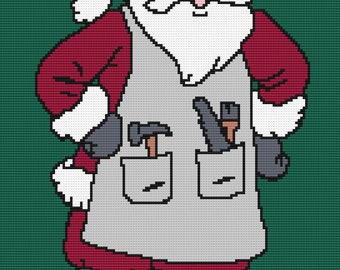 Weihnachtsmann mit Spielzeugeisenbahn, feste Häkelanleitung, Grafik und Anleitung