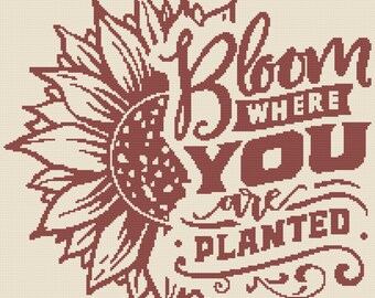 Crochet pattern//Bloom Where You are Planted Sunflower//single crochet tapestry//graph and written instructions