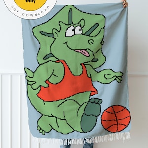 Dino Triceratops Basketball, single crochet, graph and written instructions