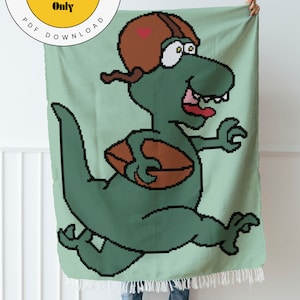 Dino Football, Single Crochet Pattern, graph and written instructions