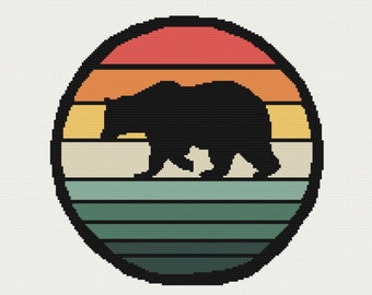 Crochet pattern//bear Sunset Silhouette// single crochet tapestry// graph and written instructions