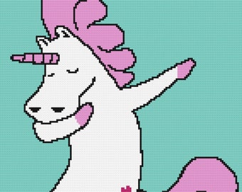 Dancing Unicorn, single crochet, graph and written instructions