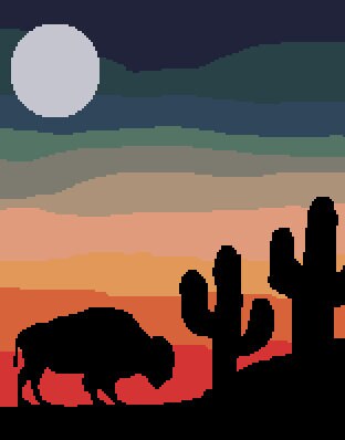 Cactus Buffalo Silhouette, single crochet, graph and written instructions