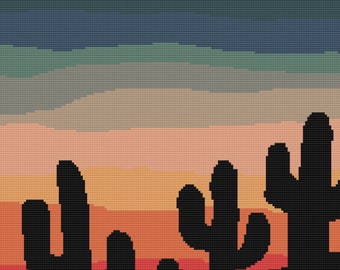Cactus Silhouette-crochet graph-graph only
