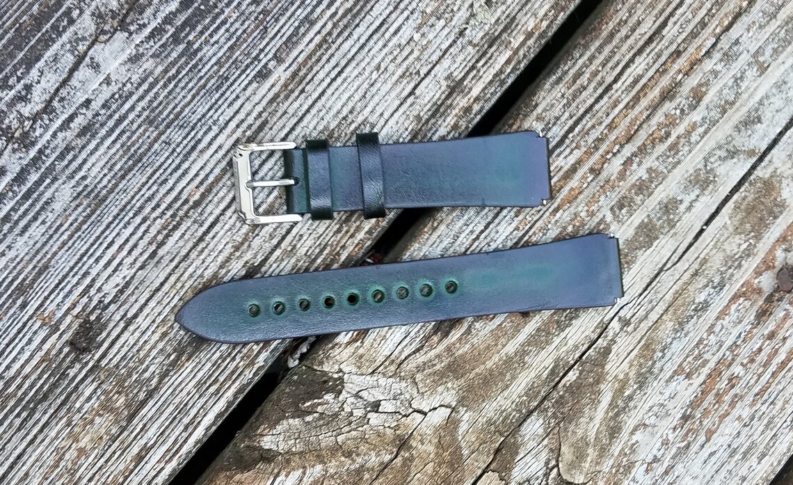 Green Leather Watch Strap 18mm Wide Watch Band Seiko 5 Etsy