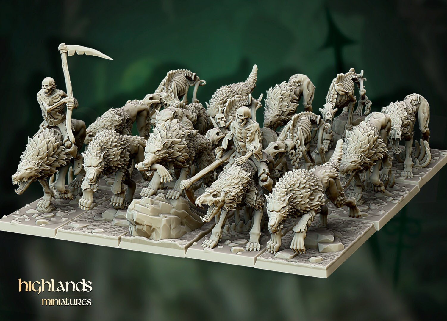 Highlands Miniatures - Undead - Dire Wolfs - Resin Figurines